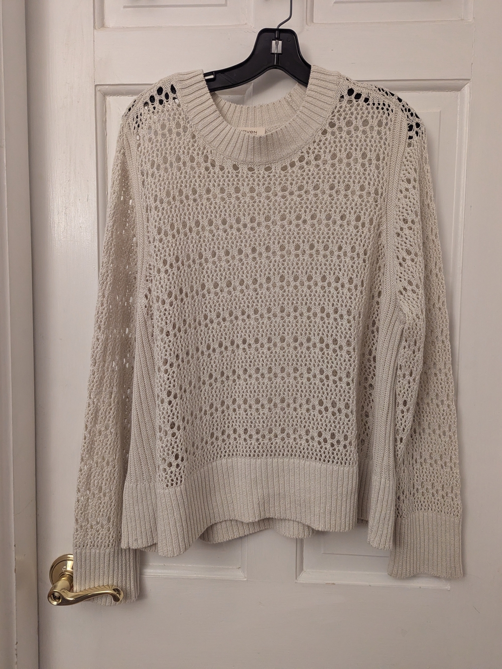 Haven Well Within Open-Knit Crewneck Sweater in Cream